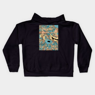 Burnaby Map Pattern in Mid Century Pastel Kids Hoodie